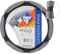 Оплетка рулевого колеса Nova Bright (M) экокожа, спонжевая, черно-серая 38695