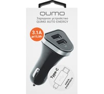 Автомобильное зарядное устройство QUMO 3A, 2 USB, 1A+2A, черный, кабель Type C в комплекте Модель Charger 0061 + кабель Type C 24202