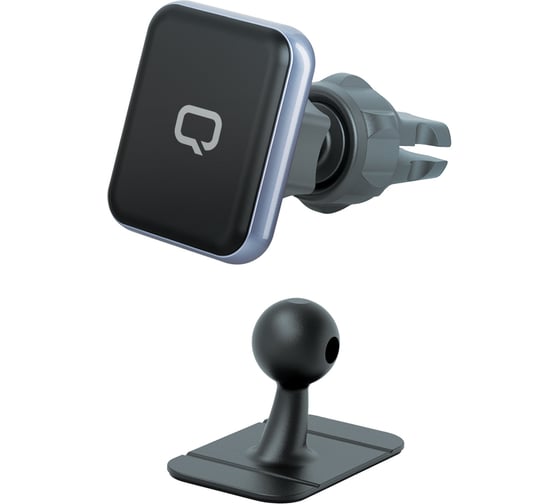 Автомобильный держатель для смартфонов QUMO MagFix, с креплением на решетку воздуховода и на панель в комплекте, черный 24377