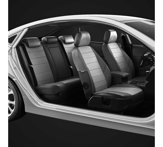 Чехлы AVTOLIDER1 Ford Focus 2 с 2005-2011г. седан, хэтчбек, универсал Задний подлокотник (молния), 5-подголовников FD13-0304-EC17