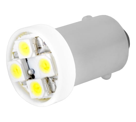 Автолампа диод SKYWAY T8,5 T4W 12V 4 SMD диодов BA9s 1-конт белая габариты, min10 S08201225