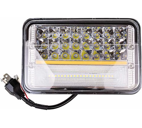 Светодиодная фара SKYWAY OFF ROAD 165х115х80 мм, прямоугольная, 12V/24 В, 126 Вт, 6000 К, 42 диода, ближний и дальний свет, Н4 S07201071