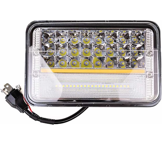 Светодиодная фара SKYWAY OFF ROAD 165х115х80 мм, прямоугольная, 12V/24 В, 126 Вт, 6000 К, 42 диода, ближний и дальний свет, Н4 S07201071