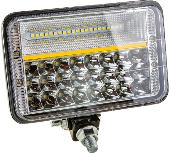 Светодиодная фара SKYWAY OFF ROAD 165х115х80 мм, прямоугольная, 12V/24 В, 126 Вт, 6000 К, 42 диода, ближний и дальний свет, Н4 S07201071