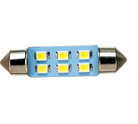 Автолампа SKYWAY диод T11 (C5W) 24V 6 SMD диодов 1-контакт, 39 мм, белая в комплекте 2 шт S08202020