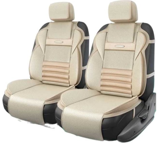 Накидки на передние сиденья AUTOPROFI Multi Comfort, анатомические, материал экокожа, комплект 2 шт., бежевый MLT-620G BE 1