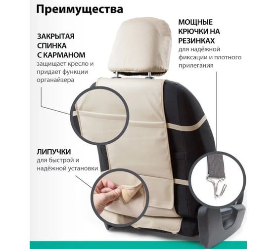 Накидки на передние сиденья AUTOPROFI Multi Comfort, анатомические, материал экокожа, комплект 2 шт., бежевый MLT-620G BE