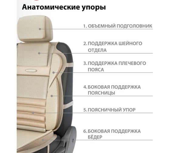 Накидки на передние сиденья AUTOPROFI Multi Comfort, анатомические, материал экокожа, комплект 2 шт., бежевый MLT-620G BE