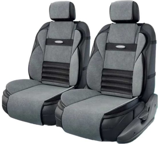 Накидки на передние сиденья AUTOPROFI Multi Comfort, анатомические, материал велюр, комплект 2 шт., черный-серый MLT-620 BK/D.GY 1