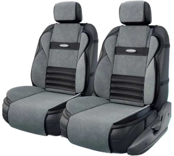 Накидки на передние сиденья AUTOPROFI Multi Comfort, анатомические, материал экокожа, комплект 2 шт., черный-серый MLT-620G BK/D.GY 1