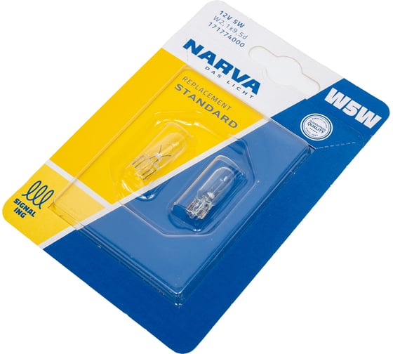 Автолампа NARVA W5W W2.1x9.5d блистер, 2шт 12V 1 10 171774000