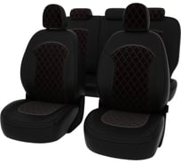 Чехлы PSV Hyundai ix35 2010 2015 г РОМБ отстрочка красная черная экокожа черный велюр 136992