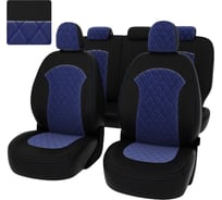 Чехлы PSV Hyundai ix35 2010 2015 г РОМБ отстрочка синяя черная экокожа синий велюр 136996