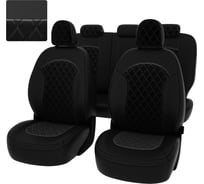 Чехлы PSV Hyundai ix35 2010 2015 г РОМБ отстрочка чёрная черная экокожа черный велюр 136991