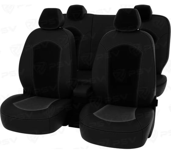 Чехлы PSV Hyundai Solaris II Kia Rio IV 2017 седан Comfort Prestige черная экокожа черный велюр 136409 1