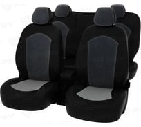 Чехлы PSV Hyundai Solaris II Kia Rio IV 2017 седан Comfort Prestige черная экокожа серый велюр 136412