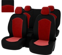 Чехлы PSV Hyundai Solaris II Kia Rio IV 2017 седан Comfort Prestige черная экокожа красный велюр 136414