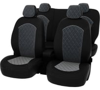 Чехлы PSV Hyundai Solaris II Kia Rio IV 2017 седан Comfort Prestige РОМБ отстрочка серая черная экокожа серый велюр 136413
