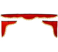 Ламбрекен лобового стекла со шторками SKYWAY 210см/60х60см Красный S01203022