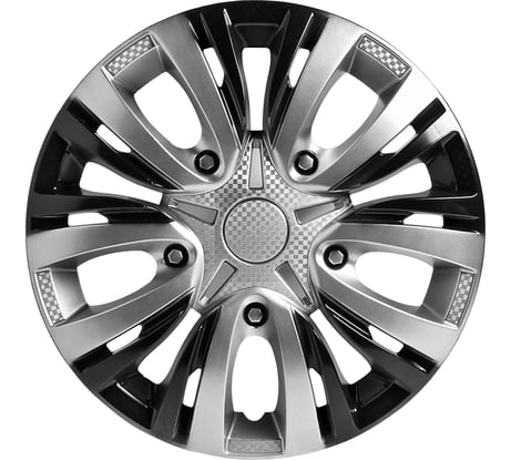 Колесные колпаки Airline 15" Лион Т, серебристо-черные, карбон, комплект 2 шт. AWCC-15-05