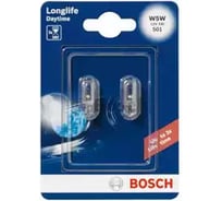 Автолампа BOSСН W5W 12V 5W LONGLIFE DAY 2шт блистерная упаковка 1987301052