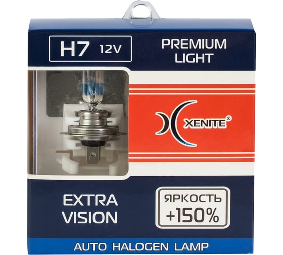 Лампы автомобильные XENITE EXTRA VISION H7 (Яркость +150) (упаковка 2 шт.) 1007177