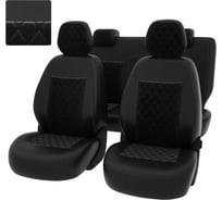 Чехлы PSV Chevrolet Cobalt II 2011 2016 г Ravon R4 2016 РОМБ отстрочка черная черная экокожа черный велюр 136394