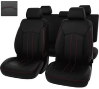 Чехлы PSV Chevrolet Cruze I 2009 2015 г 5 подголовников черный отстрочка красная экокожа 136556