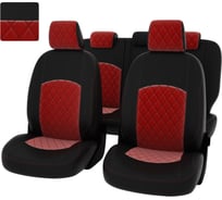 Чехлы PSV Ford Focus III 2011 2019 г Trend Sport Titanium РОМБ отстрочка красная черная экокожа красный велюр 137272