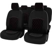 Чехлы PSV Ford Focus III 2011 2019 г Trend Sport Titanium РОМБ отстрочка красная черная экокожа черный велюр 137269