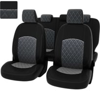 Чехлы PSV Ford Focus III 2011 2019 г Trend Sport Titanium РОМБ отстрочка серая черная экокожа серый велюр 137271