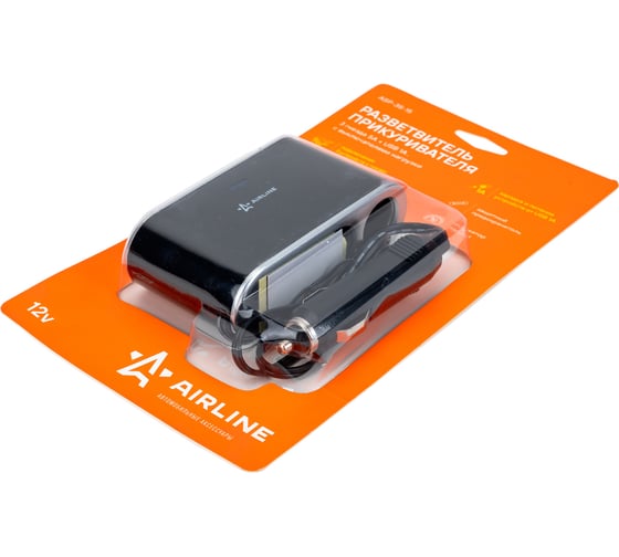 Прикуриватель-разветвитель 3 гнезда 5А + USB 1A, с выключателями нагрузки Airline ASP-3S-15