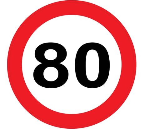 Автомобильная наклейка "Ограничение скорости 80" ПДД РФ, 16х16 см Golden Snail GS6021157