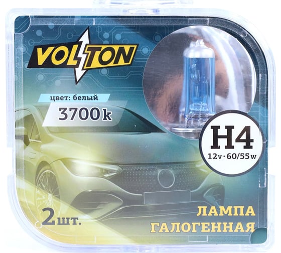 Лампа галогенная VOLTON H4 12В 60/55 Вт 3700К 2 шт. VLT009U