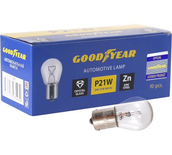 Автомобильная лампа накаливания Goodyear P21W 24V 21W BA15s коробка 10шт. GY012421