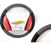 Оплетка на руль GARDE гладкая, экоКожа, М 37-39 см, серо-черная G107706