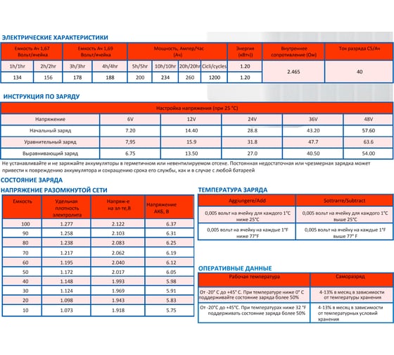 Аккумуляторная батарея NBA 6 в, 260 Ач POWER PLUS