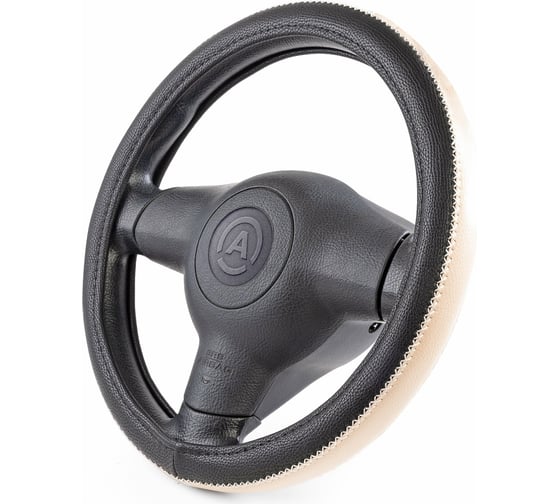 Оплётка руля AUTOPROFI экокожа чёрный/бежевый AP-1931 BK/BE M