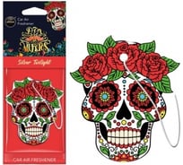 Картонный ароматизатор AROMA CAR DIA DE LOS MUERTOS Silver Tatoo 83118