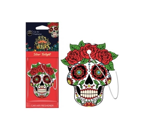 Картонный ароматизатор AROMA CAR DIA DE LOS MUERTOS Silver Tatoo 83118