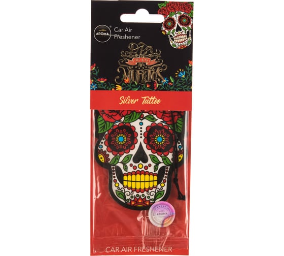 Картонный ароматизатор AROMA CAR DIA DE LOS MUERTOS Silver Tatoo 83118