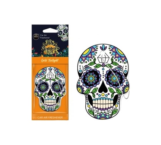 Картонный ароматизатор AROMA CAR DIA DE LOS MUERTOS Gold Tatoo 83117 1