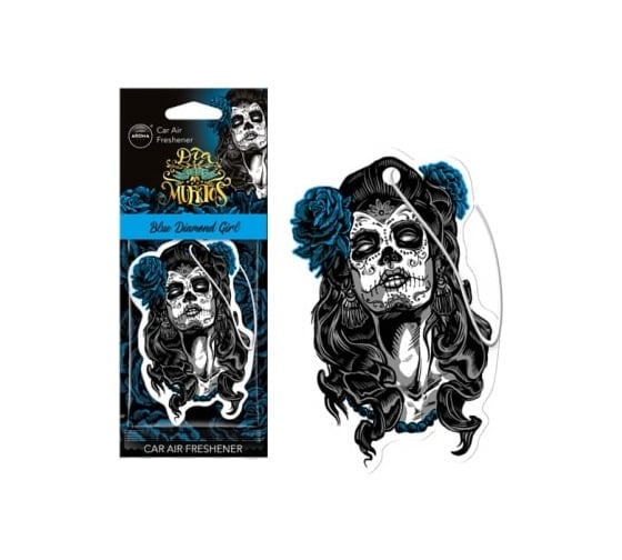 Картонный ароматизатор AROMA CAR DIA DE LOS MUERTOS Blue Diamond Girl 83116 1