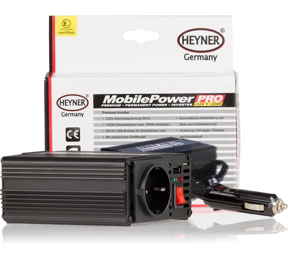 Инвертор Heyner 12В - 230В, 150Вт + USB 511 900