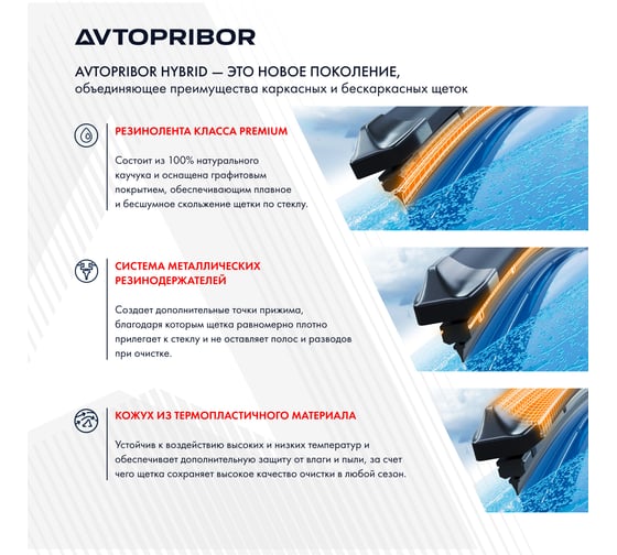 Щетка стеклоочистителя гибридная AVTOPRIBOR HYBRID+ 650 мм 252.5215900-0126