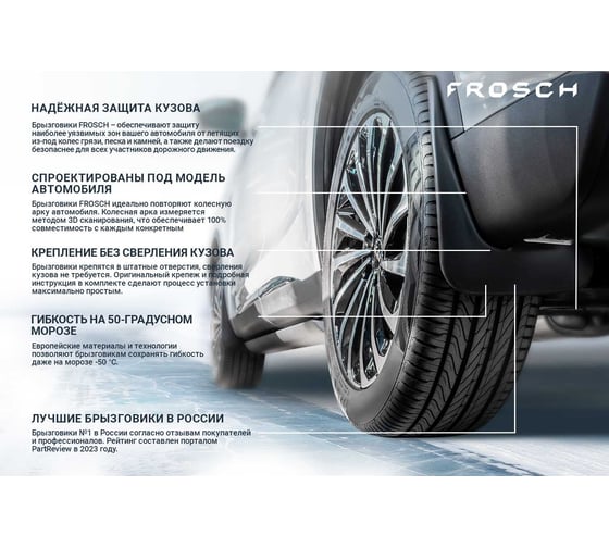 Брызговики задние FROSCH подходят для CHANGAN CS55PLUS I Рестайлинг 2021 - 2 шт.(optimum) в пакете / Чанг NLF.A70156.E13