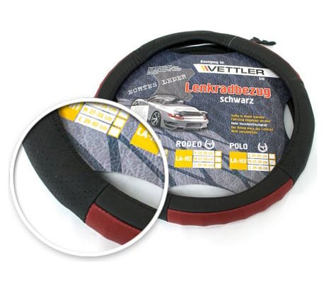 Оплетка на руль VETTLER POLO L 39-40 см, натуральная кожа, Красный LLAH3red