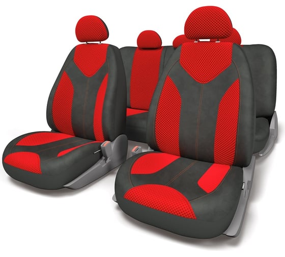 Авточехлы AUTOPROFI MATRIX MTX-1105 формованный велюр TRS BK RD 1