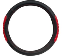 Оплётка руля AUTOPROFI экокожа, массажные вставки AP-2060 BK RD M