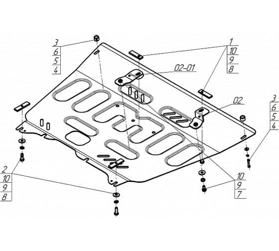 Защита стальная MOTODOR 2 мм Д, КПП GAC GS8, M8 2023-. 77802